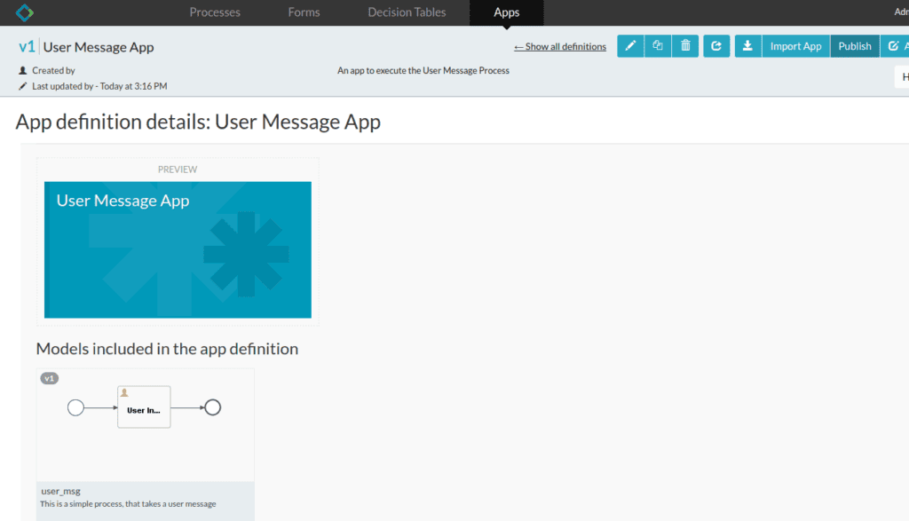 activiti app publish app