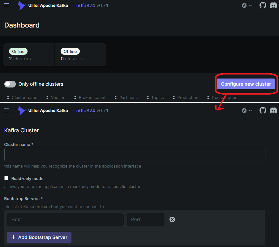 Screenshot from Kafka UI