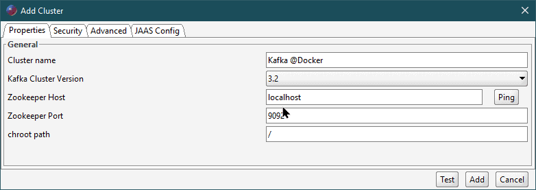 Screenshot of creating a connection with Offset Explorer