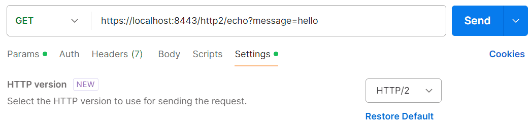postman http2 setting