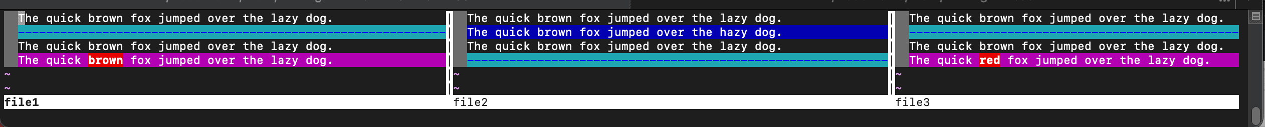 vimdiff file1 file2 file3