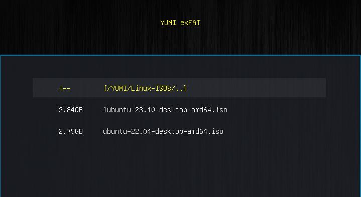 YUMI Boot Menu