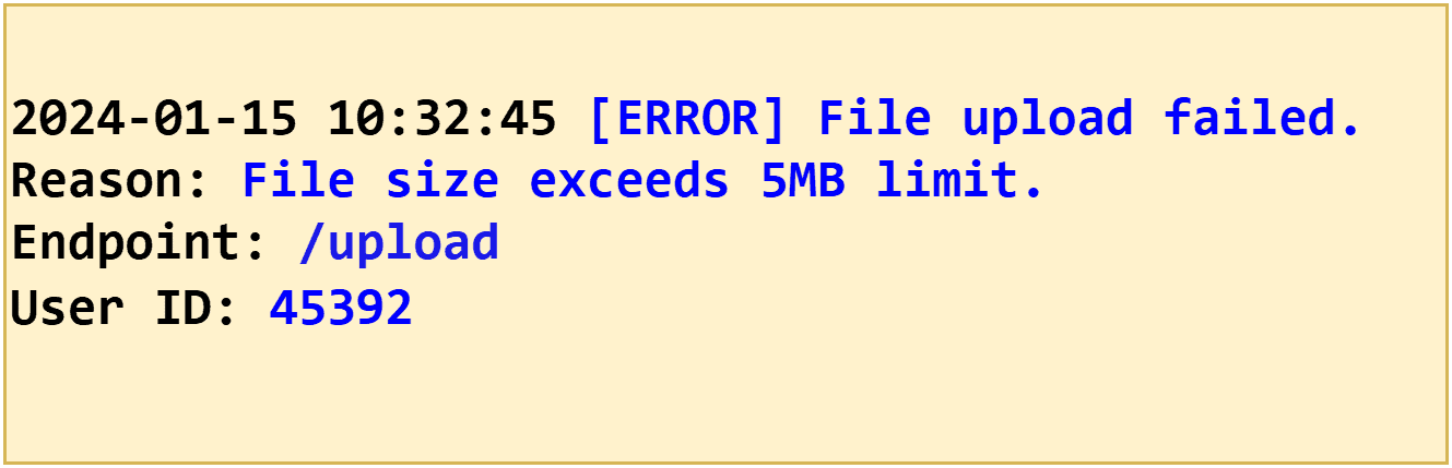 Error Log Example