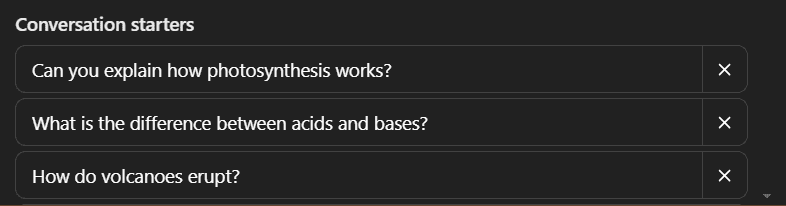 GPT Builder conversation starters