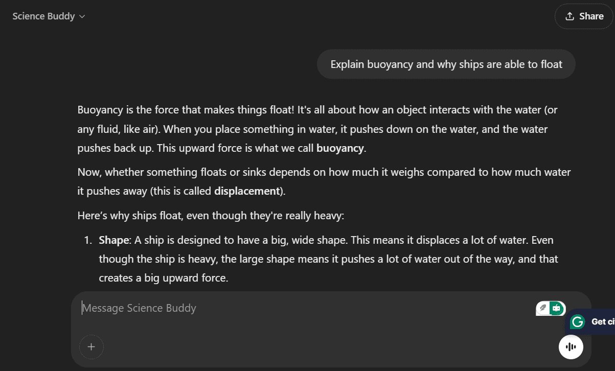 GPT Builder example question