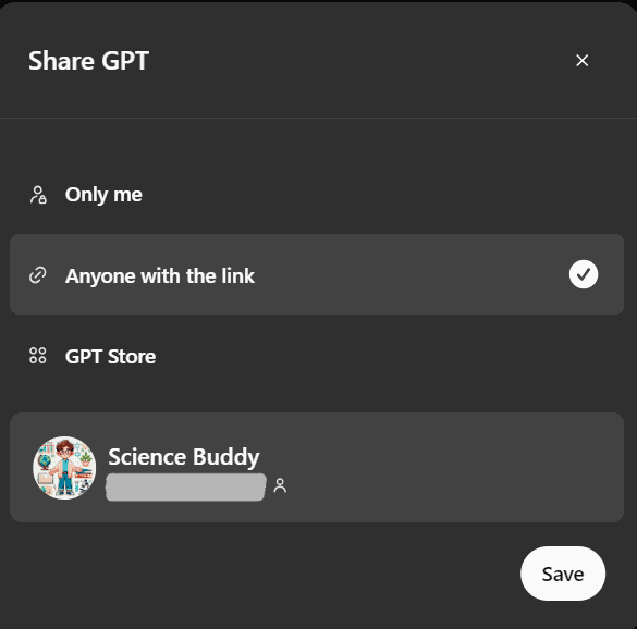 GPT builder share GPT