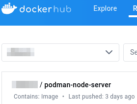 podman-node-server image on Docker Hub website