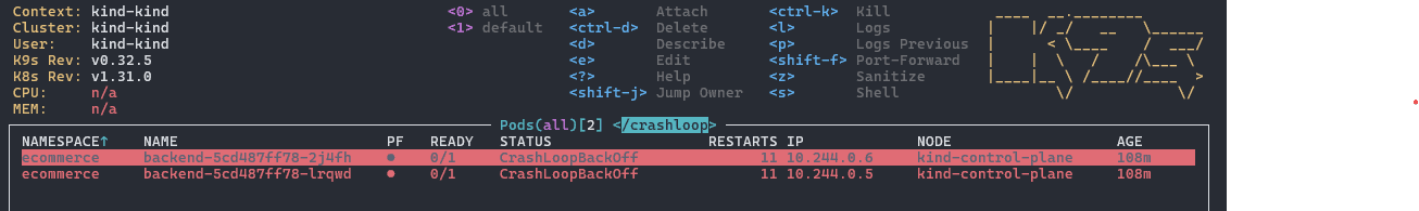 the k9s command in filter mode with an input box displayed for entering the search term