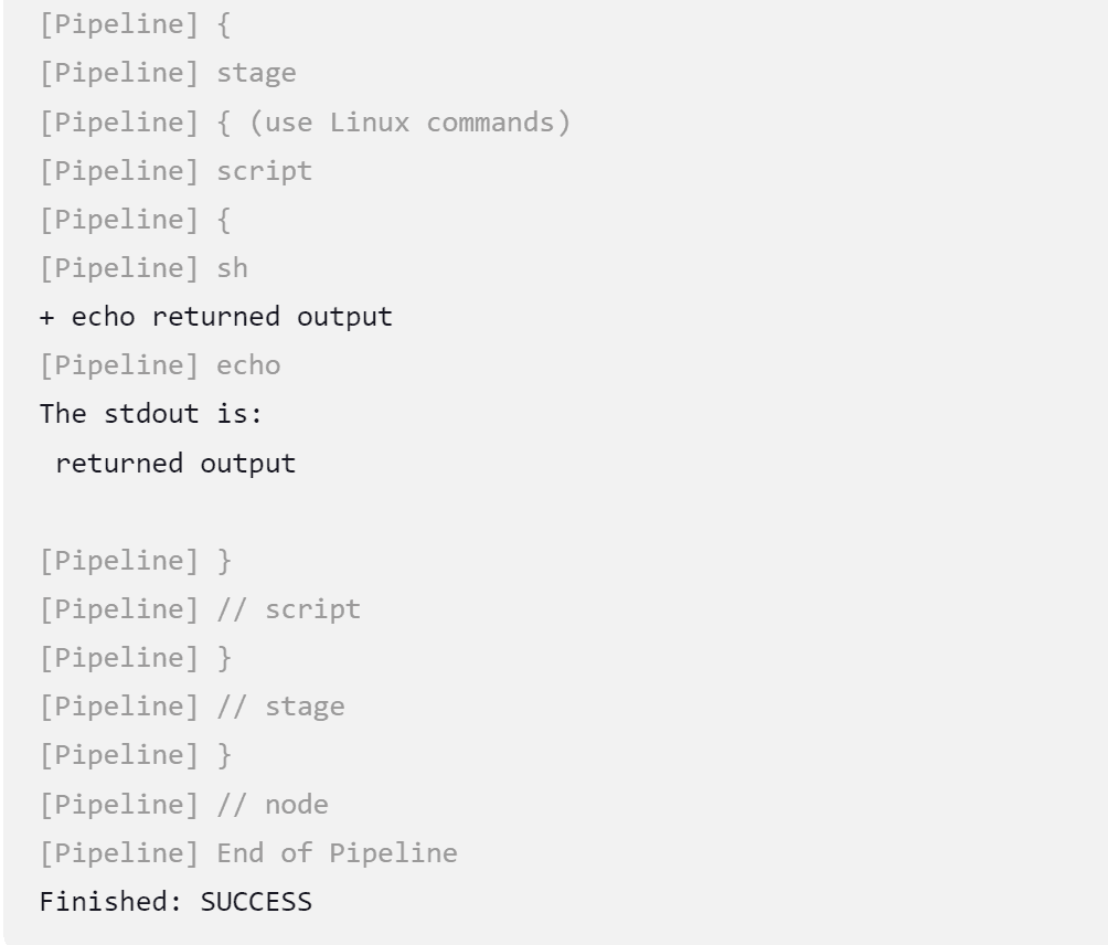 return stdout in jenkins