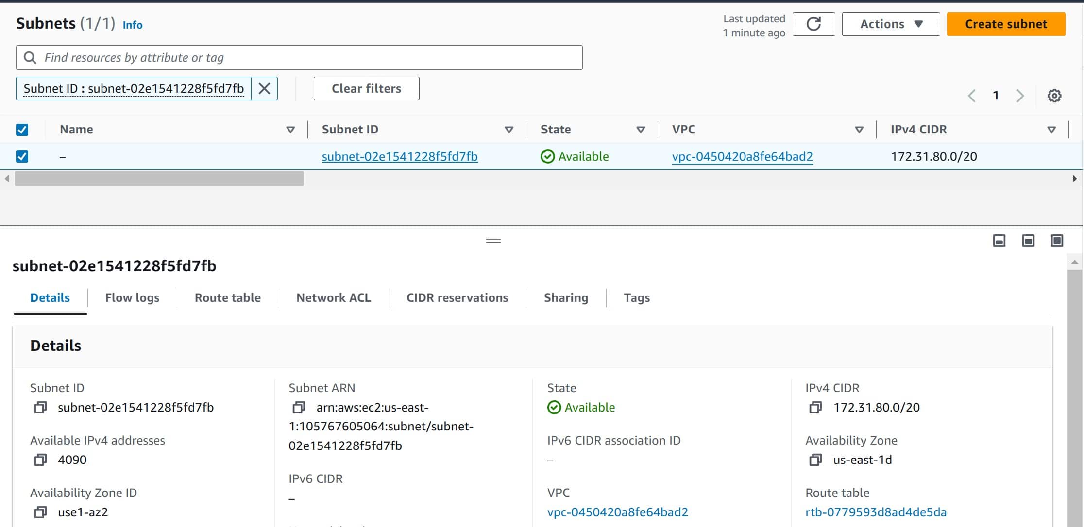 subnet is associated with VPC