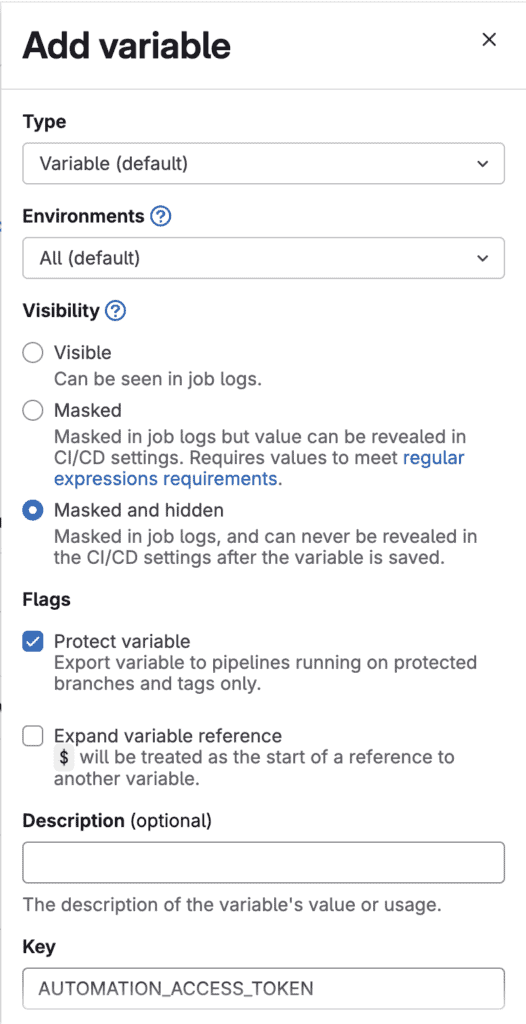 GitLab CICD Variable Access Token