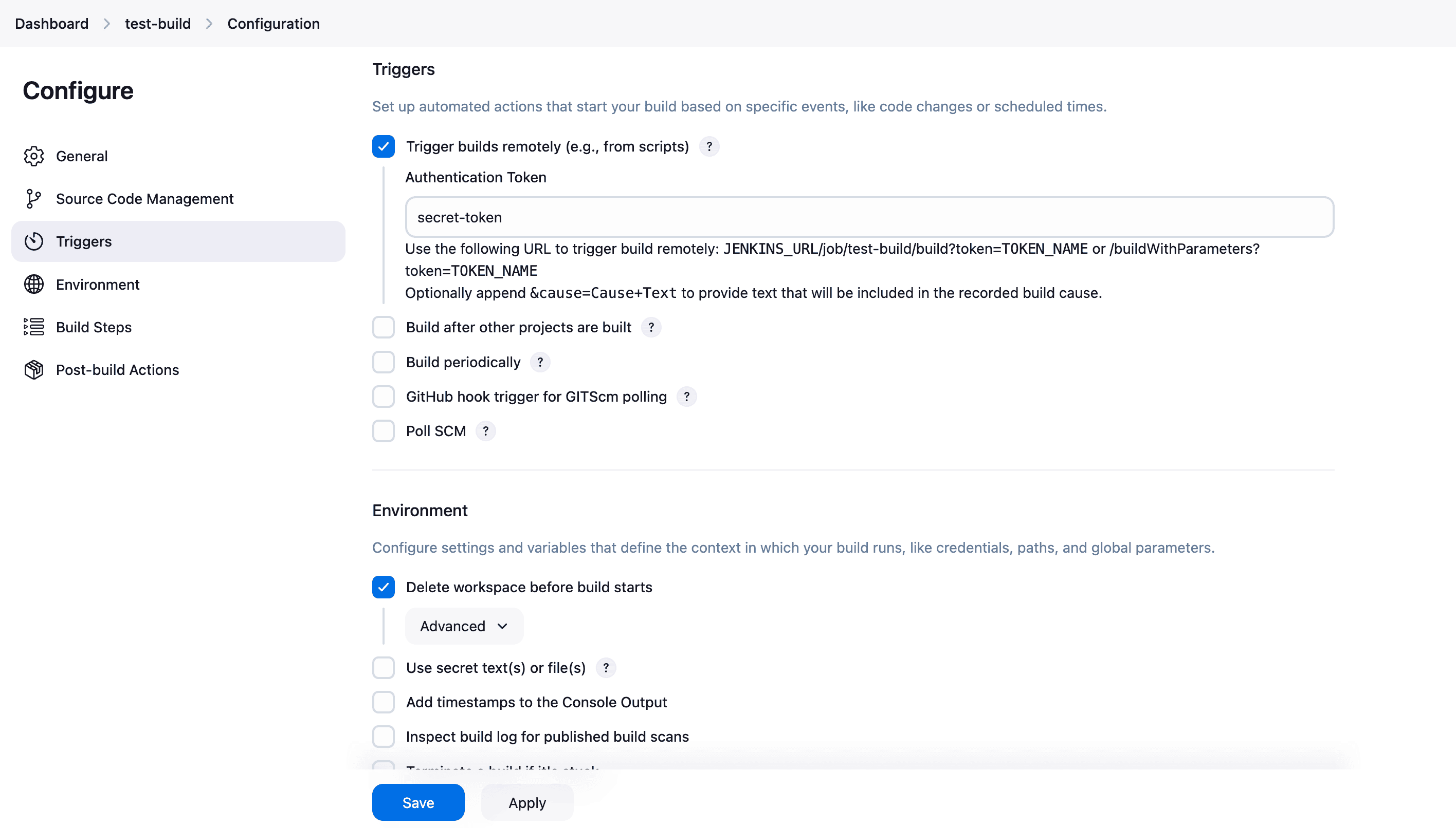 Triggers Build Remotely