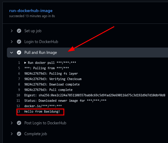 Docker Hub 执行结果